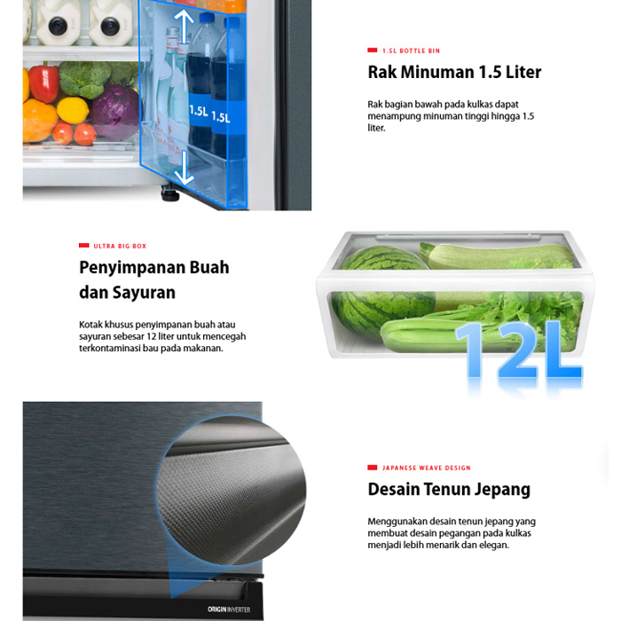 Toshiba Kulkas 2 Pintu Anti Bakteri Inverter 180 L - GR-RT234-WEPMF | GRRT234WEPMF